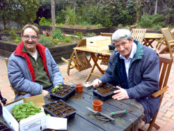 Some of our clients taking part in gardening therapy.